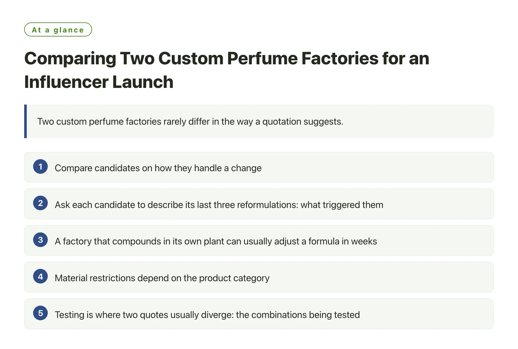Comparing Two Custom Perfume Factories for an Influencer Launch——全文要点速览